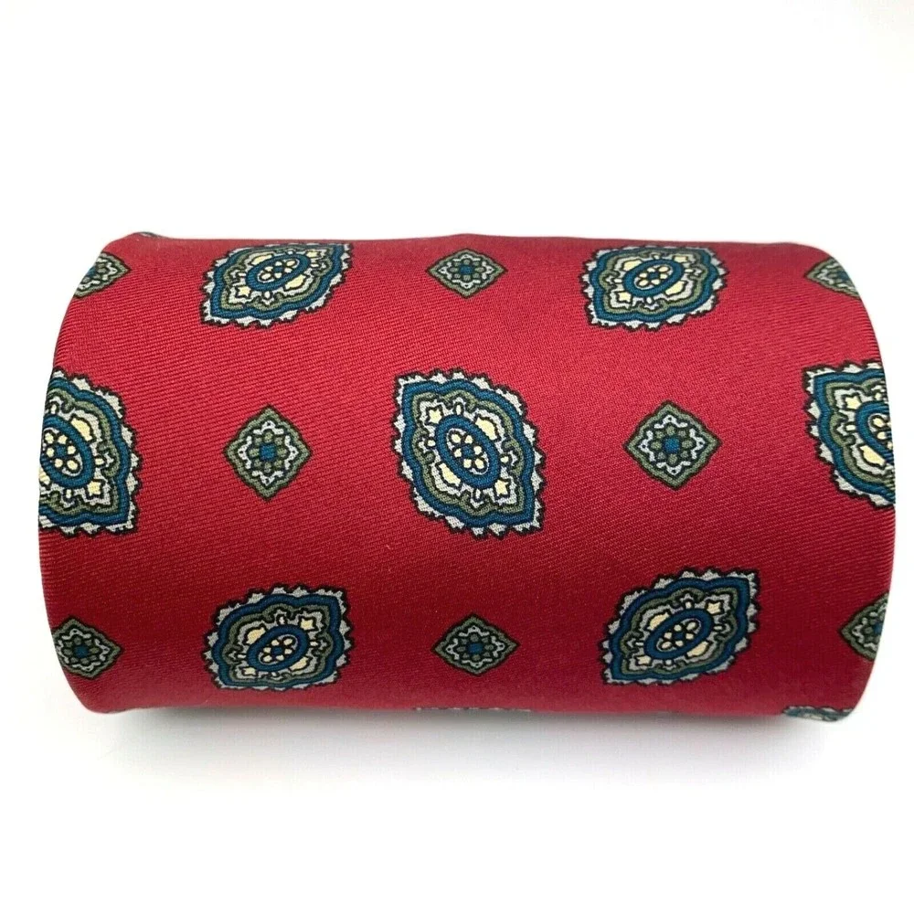 Keith Danials Tie Red 100% Silk Imported Fabric Woven Mens Necktie Made in USA
